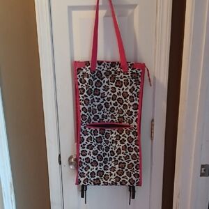 Leopard Print Tote Bag with Pink Accents perfect young lady travel bag